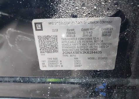 2019 Chevrolet Equinox Ls z USA, uszkodzony, nr VIN 2GNAXSEV2K6194435